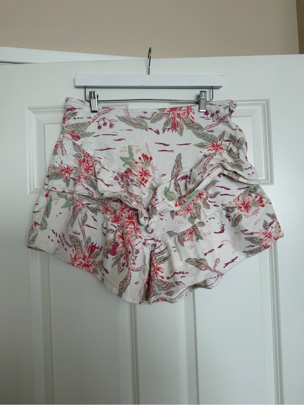 MOTHER The Ruffle Mini Skirt Aloha Floral Print 34